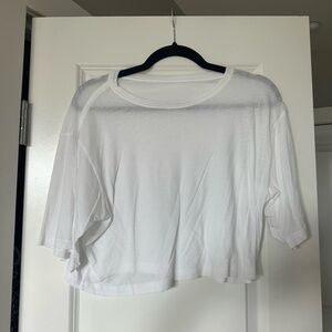 Lululemon White Cropped Tee